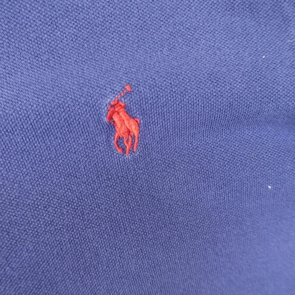 Ralph Lauren Polo Shirt Mens L Blue Custom Fit Pique Pony Logo Golf Preppy Top